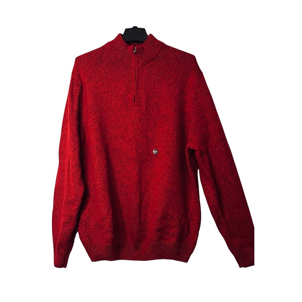 Chaps Sweater Mens Size XXL Red Long Sleeve Heavy Relaxed Fit Zip Pullover NEW